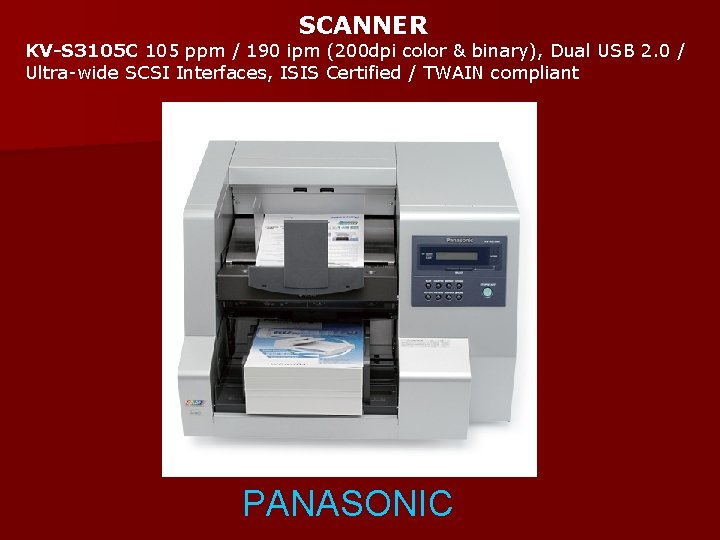 SCANNER KV-S 3105 C 105 ppm / 190 ipm (200 dpi color & binary),