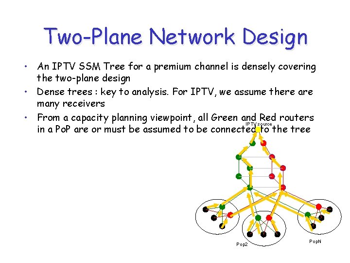 Two-Plane Network Design • An IPTV SSM Tree for a premium channel is densely