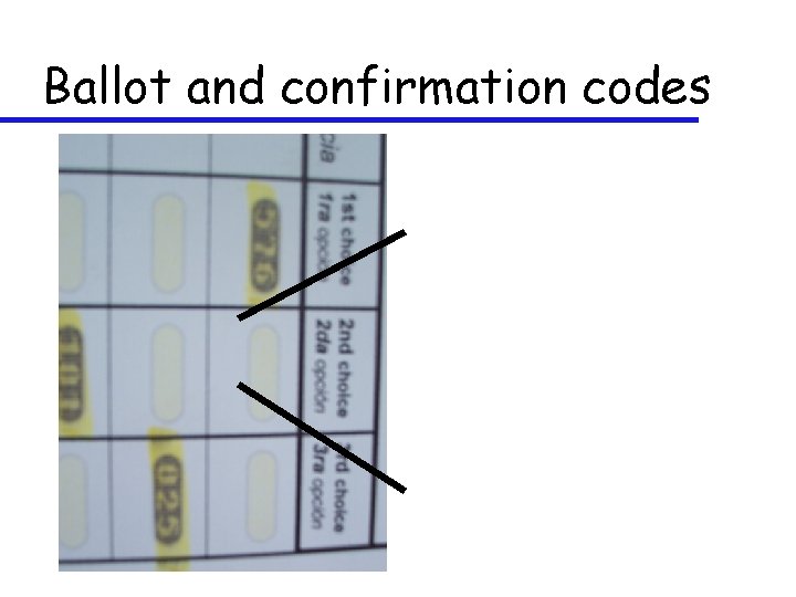 Ballot and confirmation codes 