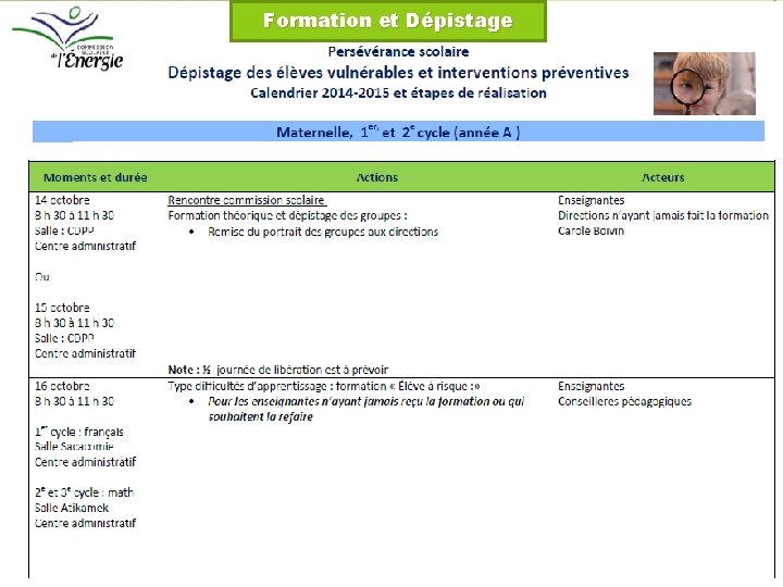 Formation et Dépistage 