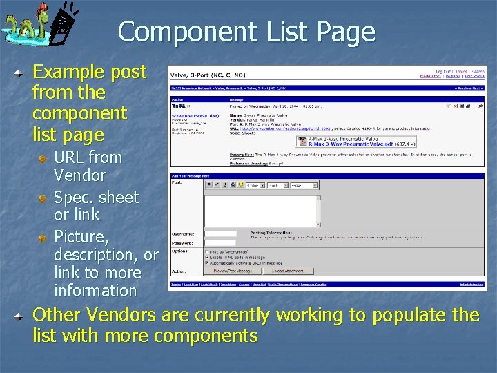 Component List Page Example post from the component list page URL from Vendor Spec.