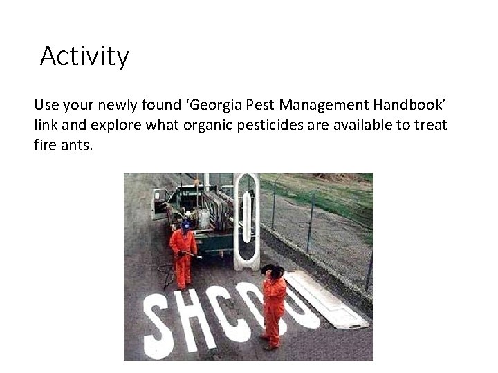 Activity Use your newly found ‘Georgia Pest Management Handbook’ link and explore what organic Activity Use your newly found ‘Georgia Pest Management Handbook’ link and explore what organic