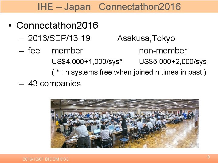 IHE – Japan Connectathon 2016 • Connectathon 2016 – 2016/SEP/13 -19 – fee member