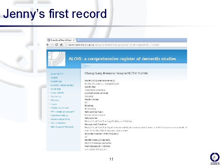 Jenny’s first record 11 