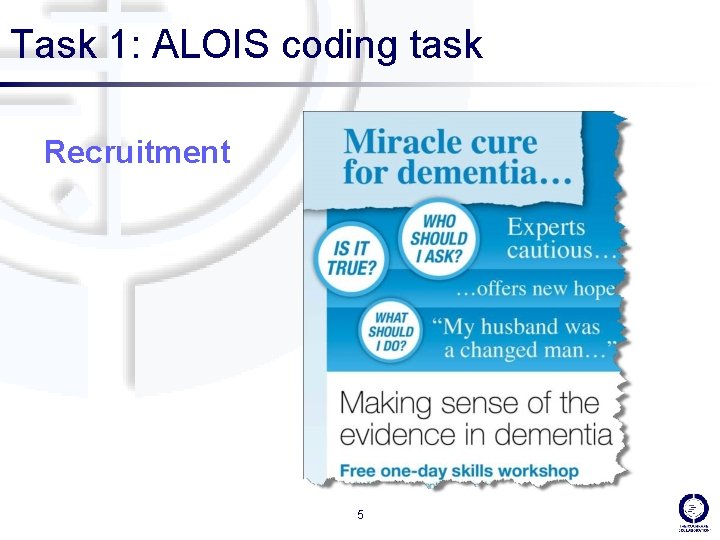 Task 1: ALOIS coding task Recruitment 5 