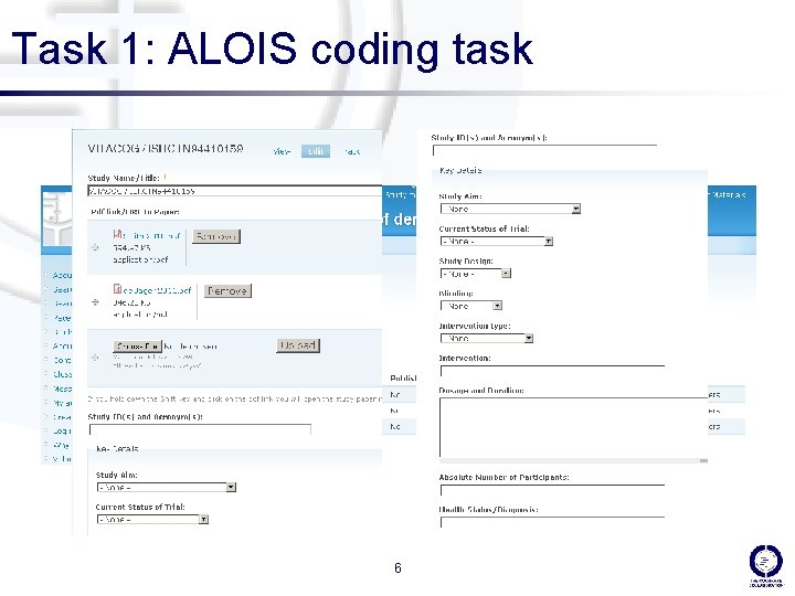 Task 1: ALOIS coding task 6 