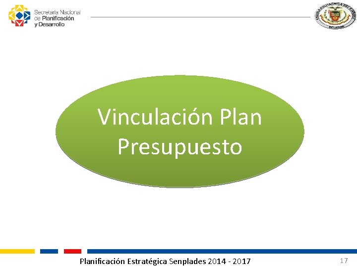 Vinculación Plan Presupuesto Planificación Estratégica Senplades 2014 - 2017 17 