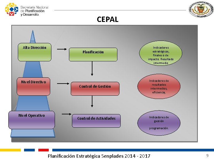 CEPAL Alta Dirección Nivel Directivo Nivel Operativo Planificación Control de Gestión Control de Actividades