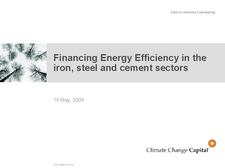 STRICTLY PRIVATE & CONFIDENTIAL Financing Energy Efficiency in the iron, steel and cement sectors