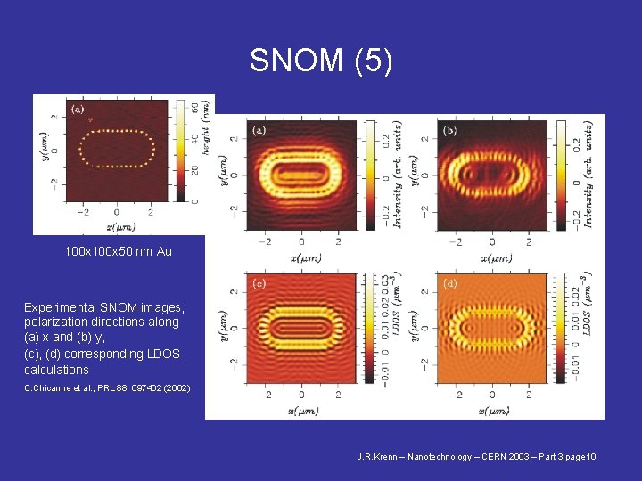 SNOM (5) 100 x 50 nm Au Experimental SNOM images, polarization directions along (a)
