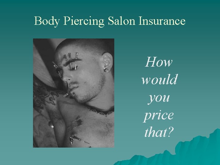 Body Piercing Salon Insurance How would you price that? 
