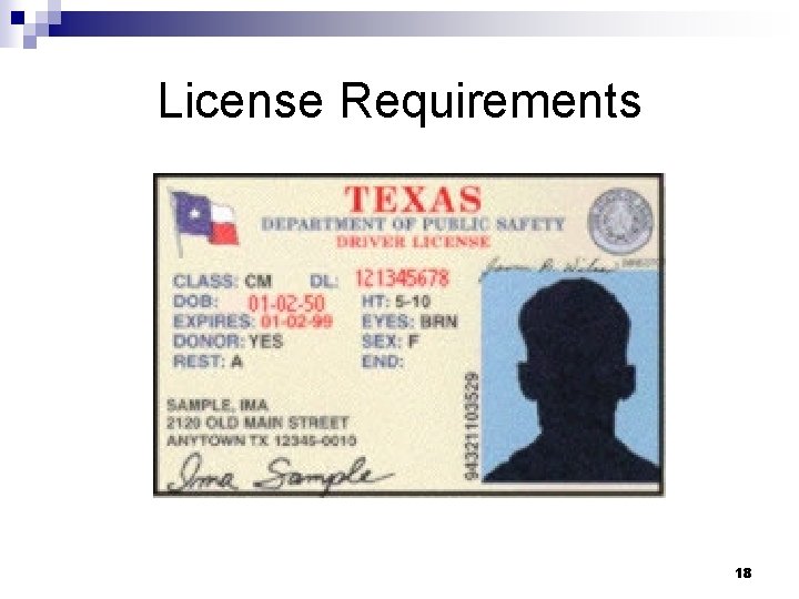 License Requirements 18 