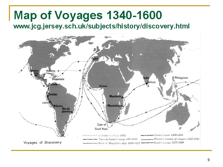 Map of Voyages 1340 -1600 www. jcg. jersey. sch. uk/subjects/history/discovery. html 9 