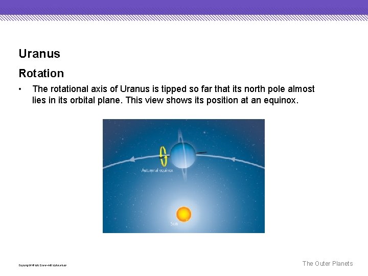 Uranus Rotation • The rotational axis of Uranus is tipped so far that its