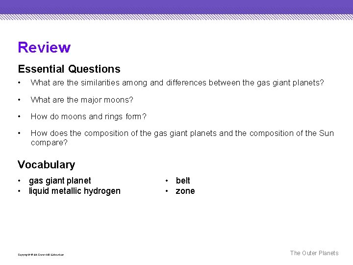 Review Essential Questions • What are the similarities among and differences between the gas