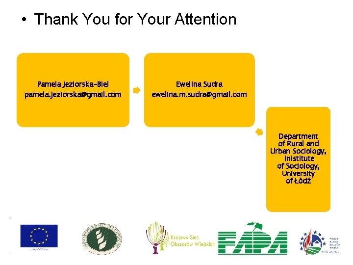 • Thank You for Your Attention Pamela Jeziorska-Biel pamela. jeziorska@gmail. com Ewelina Sudra • Thank You for Your Attention Pamela Jeziorska-Biel pamela. jeziorska@gmail. com Ewelina Sudra