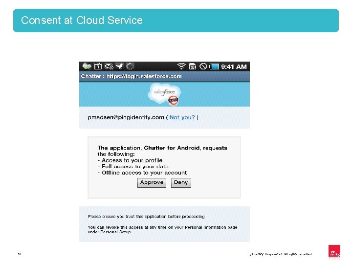 Consent at Cloud Service 18 Copyright © 2012 Ping Identity Corporation. All rights reserved.