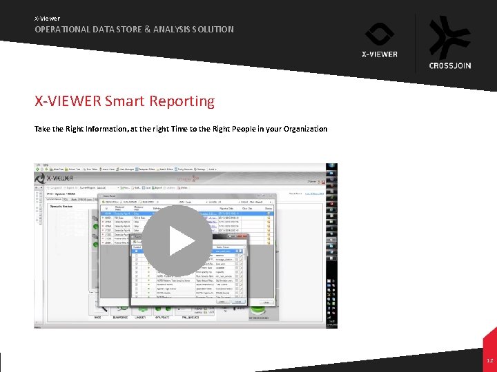 X-Viewer OPERATIONAL DATA STORE & ANALYSIS SOLUTION X-VIEWER Smart Reporting Take the Right Information, X-Viewer OPERATIONAL DATA STORE & ANALYSIS SOLUTION X-VIEWER Smart Reporting Take the Right Information,