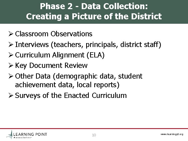 Phase 2 - Data Collection: Creating a Picture of the District Ø Classroom Observations Phase 2 - Data Collection: Creating a Picture of the District Ø Classroom Observations