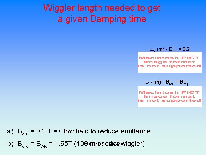 Wiggler length needed to get a given Damping time LW (m) - Barc =