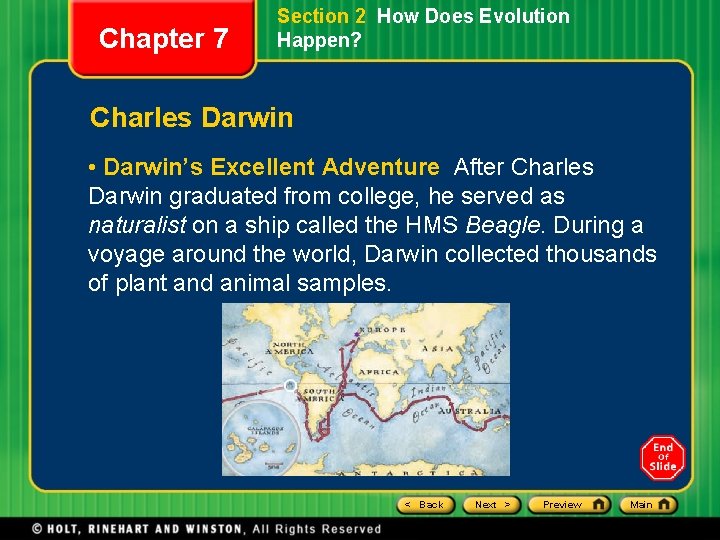 Chapter 7 Section 2 How Does Evolution Happen? Charles Darwin • Darwin’s Excellent Adventure