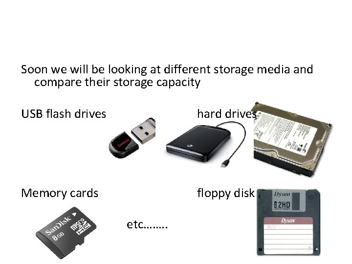 Soon we will be looking at different storage media and compare their storage capacity