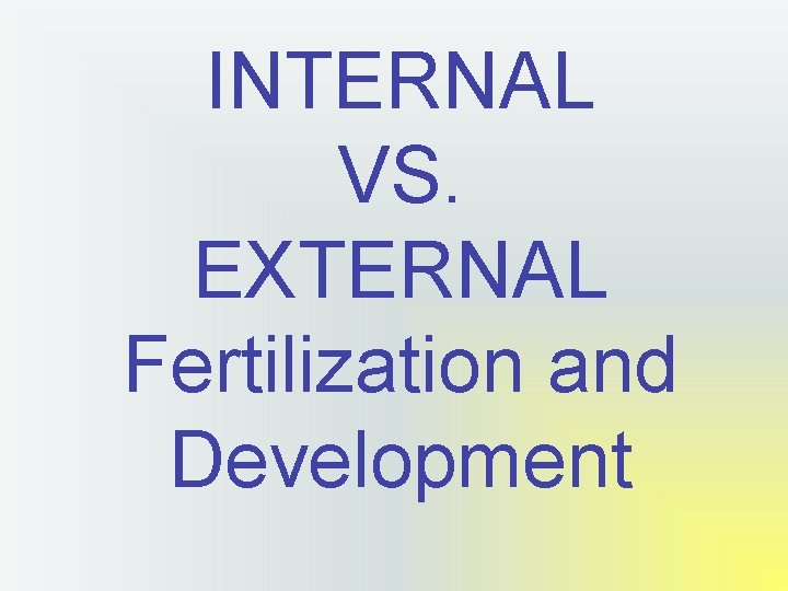 INTERNAL VS. EXTERNAL Fertilization and Development 