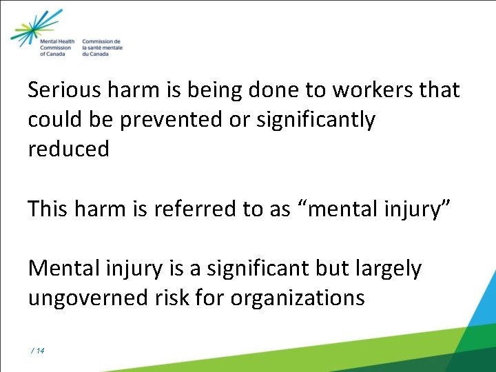 Serious harm is being done to workers that could be prevented or significantly 2006: