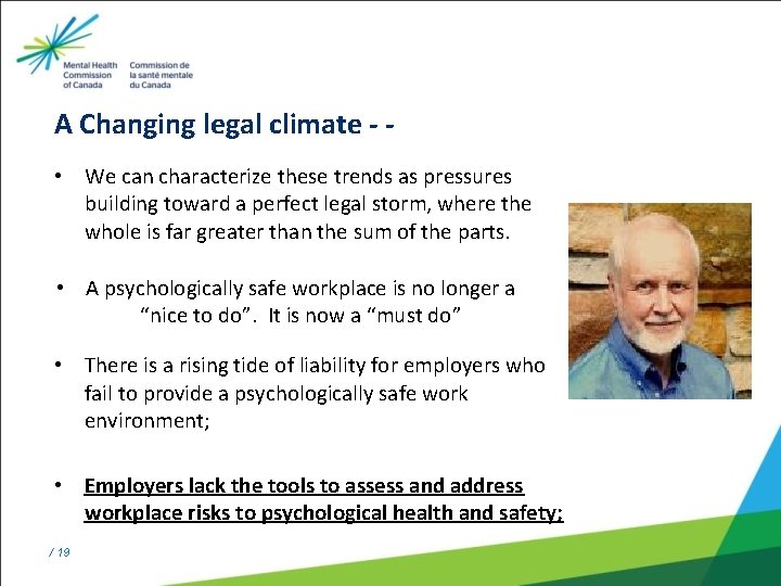 Risk Management: Dr. Martin Shain said. . . A Changing legal climate - •