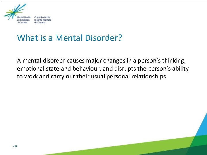 What is a Mental Disorder? A mental disorder causes major changes in a person’s