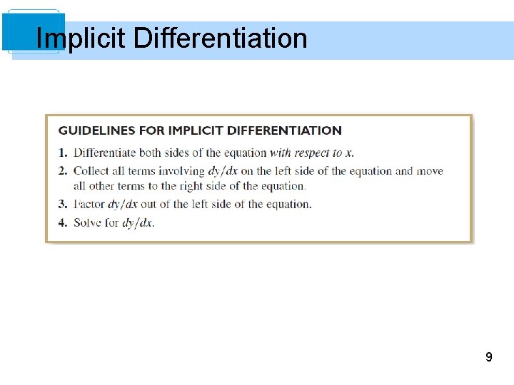 Implicit Differentiation 9 