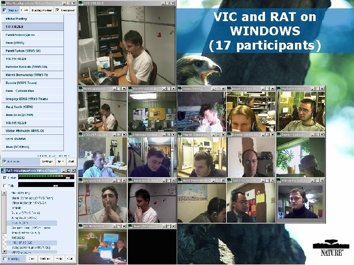 VIC and RAT in on. EVO Overview of videoconference clients WINDOWS (17 participants) 
