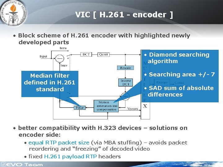 VIC [ H. 261 - encoder ] • Block scheme of H. 261 encoder