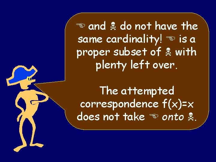 E and do not have the same cardinality! E is a proper subset of