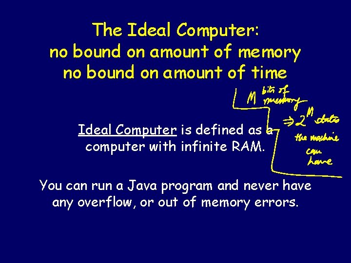 The Ideal Computer: no bound on amount of memory no bound on amount of