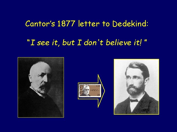 Cantor’s 1877 letter to Dedekind: “I see it, but I don't believe it! ”