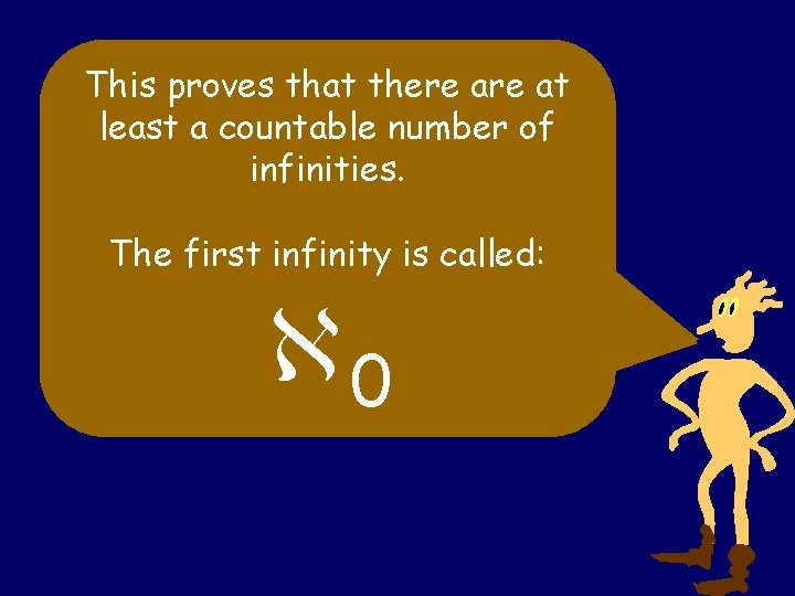 This proves that there at least a countable number of infinities. The first infinity