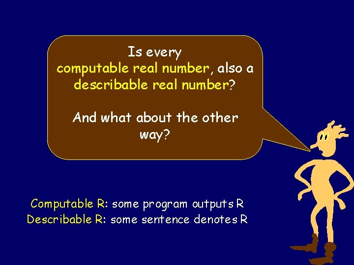 Is every computable real number, also a describable real number? And what about the