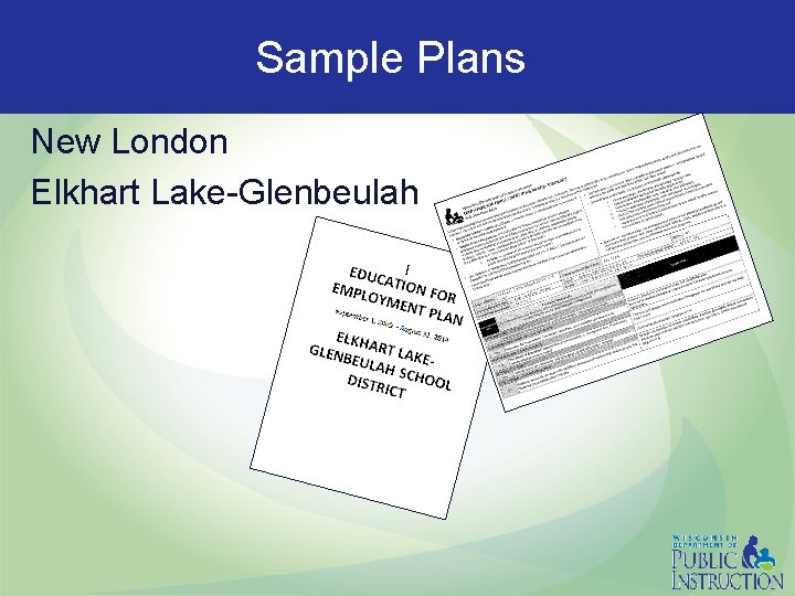 Sample Plans New London Elkhart Lake-Glenbeulah 