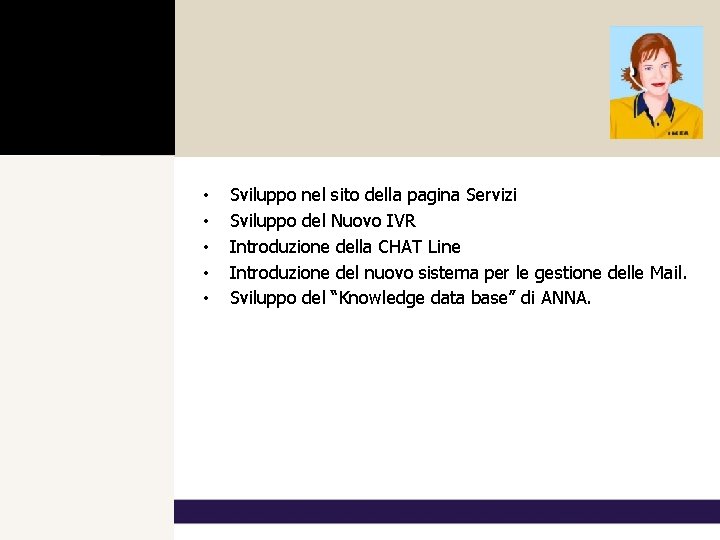• • • Sviluppo nel sito della pagina Servizi Sviluppo del Nuovo IVR • • • Sviluppo nel sito della pagina Servizi Sviluppo del Nuovo IVR