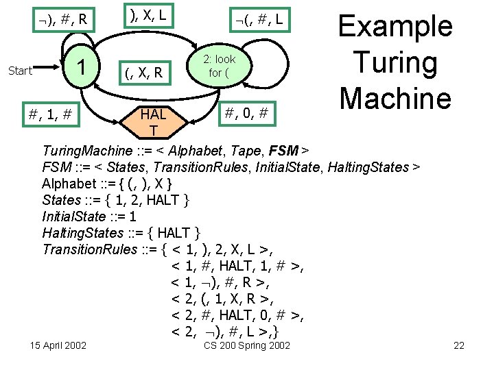  ), #, R 1 Start ), X, L (, X, R (, #,