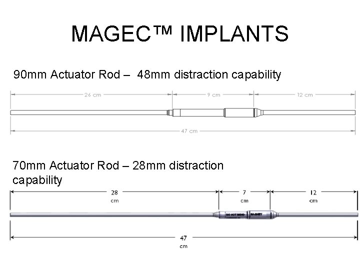 MAGEC™ IMPLANTS 90 mm Actuator Rod – 48 mm distraction capability 70 mm Actuator