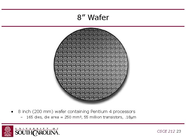 8” Wafer • 8 inch (200 mm) wafer containing Pentium 4 processors – 165 8” Wafer • 8 inch (200 mm) wafer containing Pentium 4 processors – 165