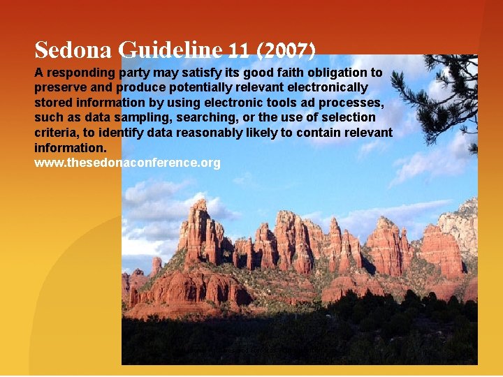 Sedona Guideline 11 (2007) A responding party may satisfy its good faith obligation to
