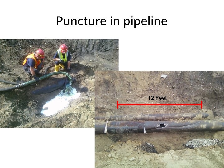 Puncture in pipeline 12 Feet 