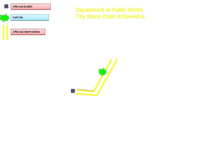 Affected Outfall Spill Site Affected Storm Drains Department of Public Works City Storm Drain