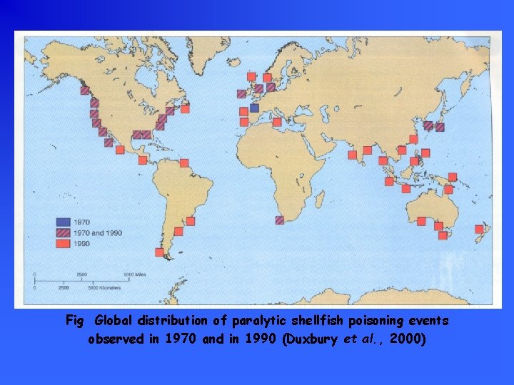 Fig Global distribution of paralytic shellfish poisoning events observed in 1970 and in 1990