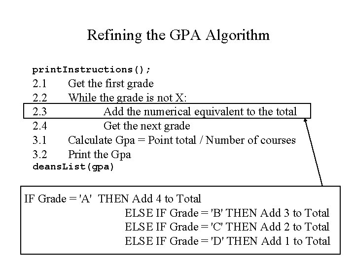 Refining the GPA Algorithm print. Instructions(); 2. 1 2. 2 2. 3 2. 4
