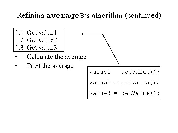 Refining average 3’s algorithm (continued) 1. 1 1. 2 1. 3 • • Get