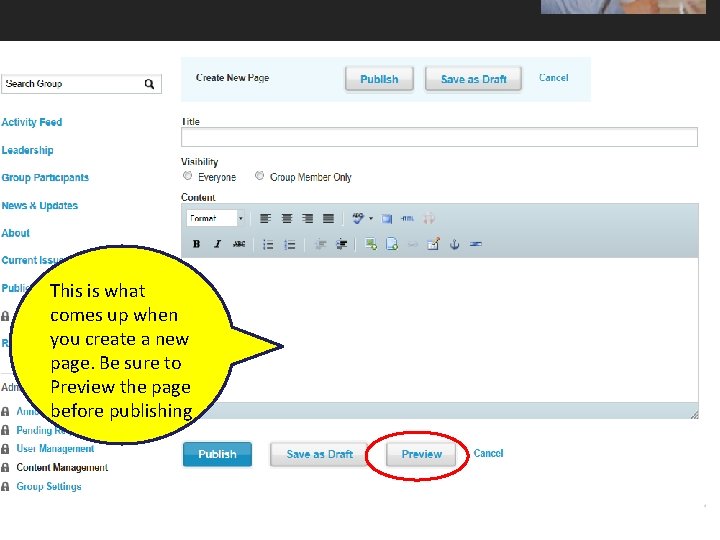 This is what comes up when you create a new page. Be sure to This is what comes up when you create a new page. Be sure to